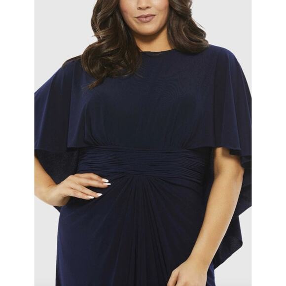 MAC DUGGAL Dress Size 20 Evening Gown Navy Jersey NWOT Cape Sleeve Flattering - Picture 6 of 6